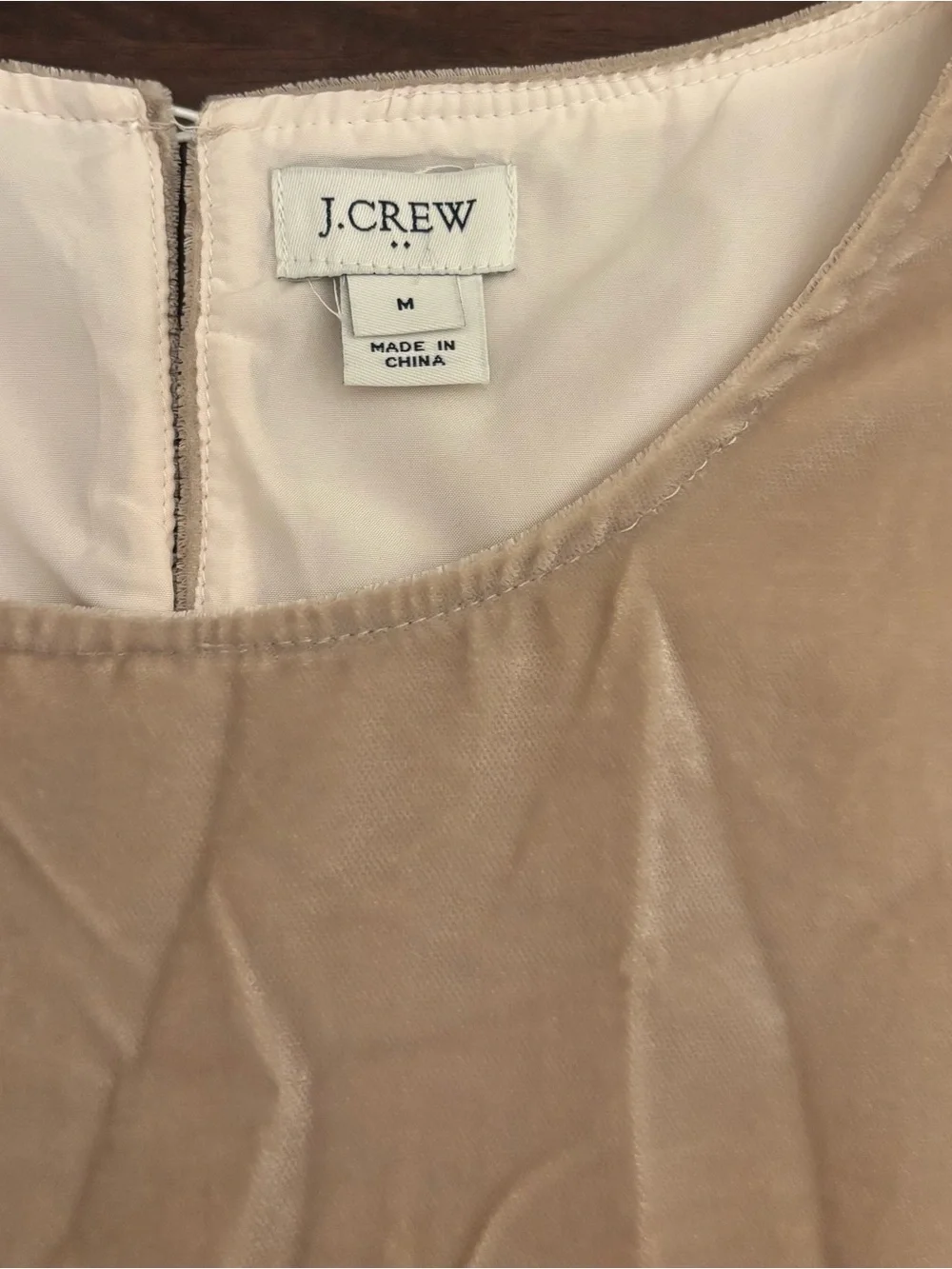 J. Crew Tan Velvet Short Sleeve Blouse